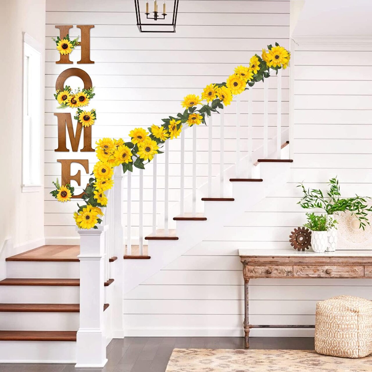 4PCS Artificial Sunflower Garland Decor, Sunflower Vine Hanging Flowers
